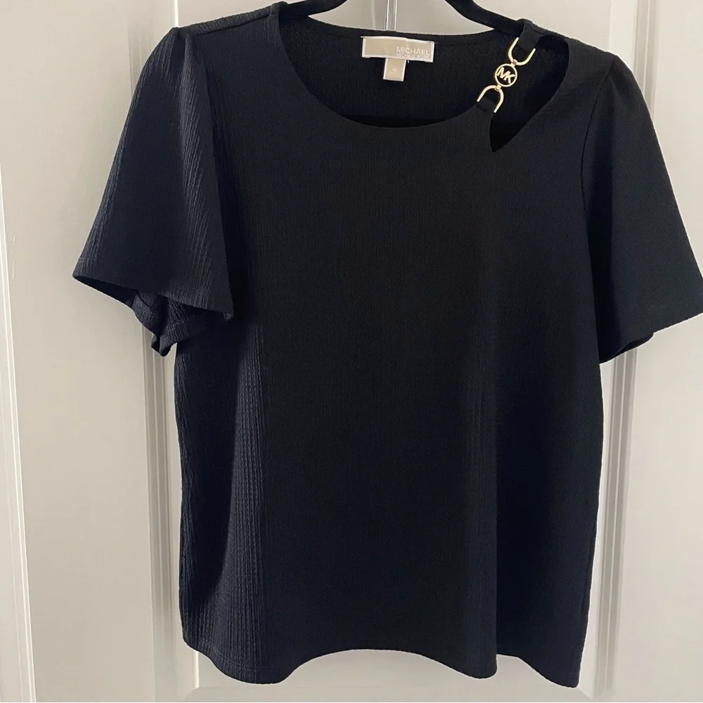 Michael Kors Black Top with Gold Chain Detail - Picture 1 of 3